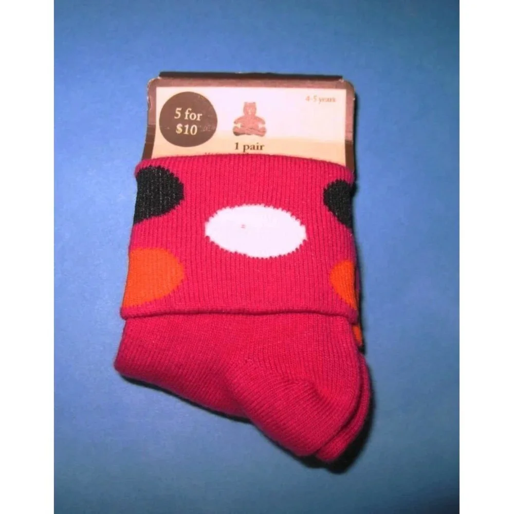 NEW Baby Gap kids girls cuff socks 4-5 4T 5T Miss MOD retro print ankle pink